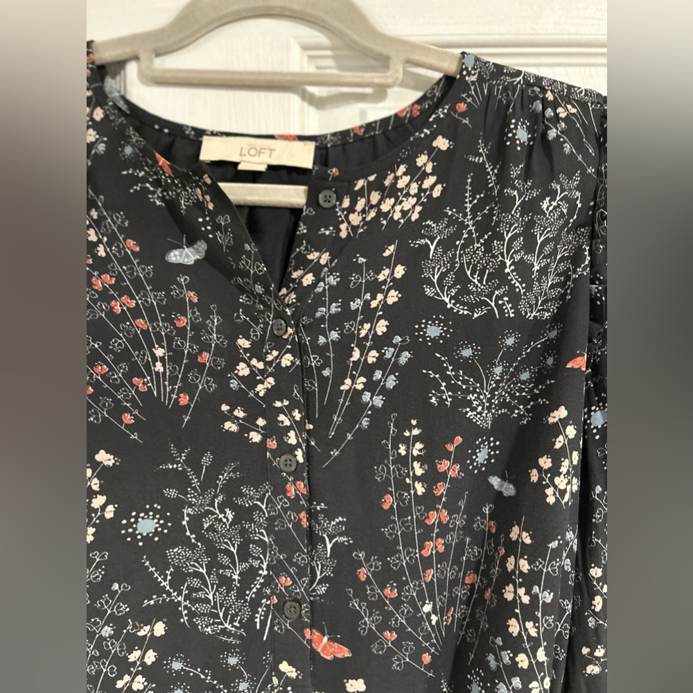 Loft Womens Size Medium Long Sleeve Dress Trapeze Flare Multicolored Lining - Picture 5 of 5